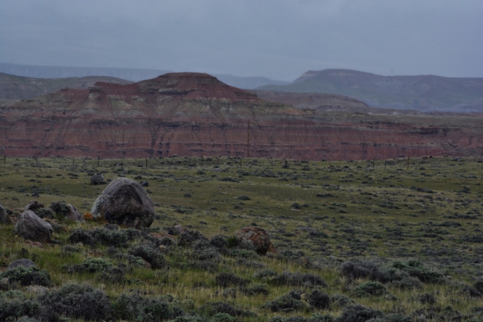 Wyoming landscape in the rain